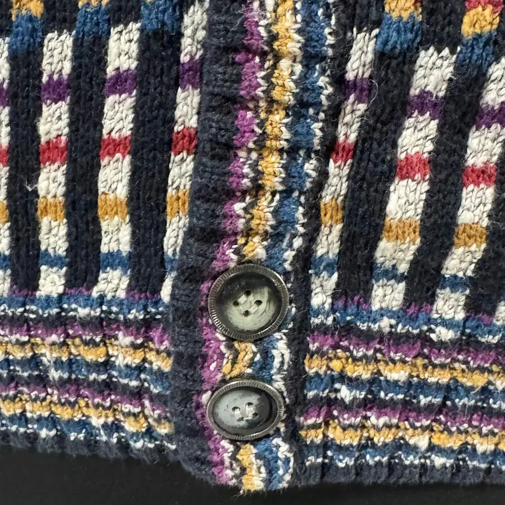Grandpa Sweater Vintage Cardigan 90s Multicolor Knit‎  Button Front L Retro - Picture 8 of 8